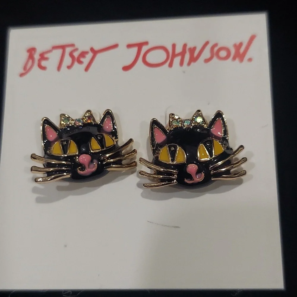 Betsey Johnson Black Cat Earrings - Picture 4 of 4